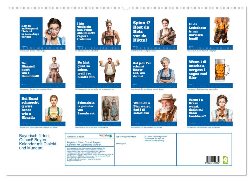 Bayerisch flirten, Gspusi! Bayern Kalender mit Dialekt und Mundart (CALVENDO Wandkalender 2026)