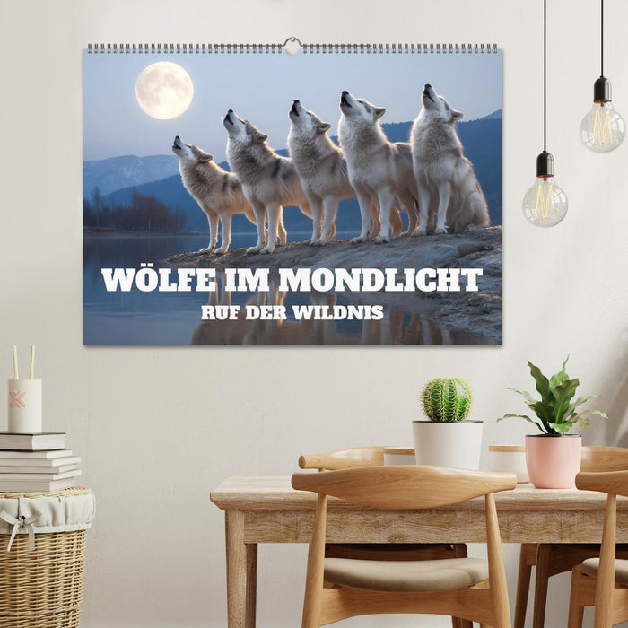 Wölfe im Mondlicht - Ruf der Wildnis (CALVENDO Wandkalender 2026)