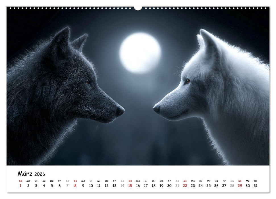 Wölfe im Mondlicht - Ruf der Wildnis (CALVENDO Wandkalender 2026)