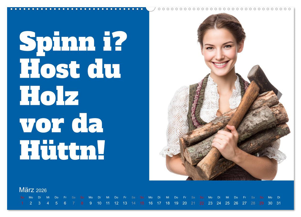 Bayerisch flirten, Gspusi! Bayern Kalender mit Dialekt und Mundart (CALVENDO Premium Wandkalender 2026)