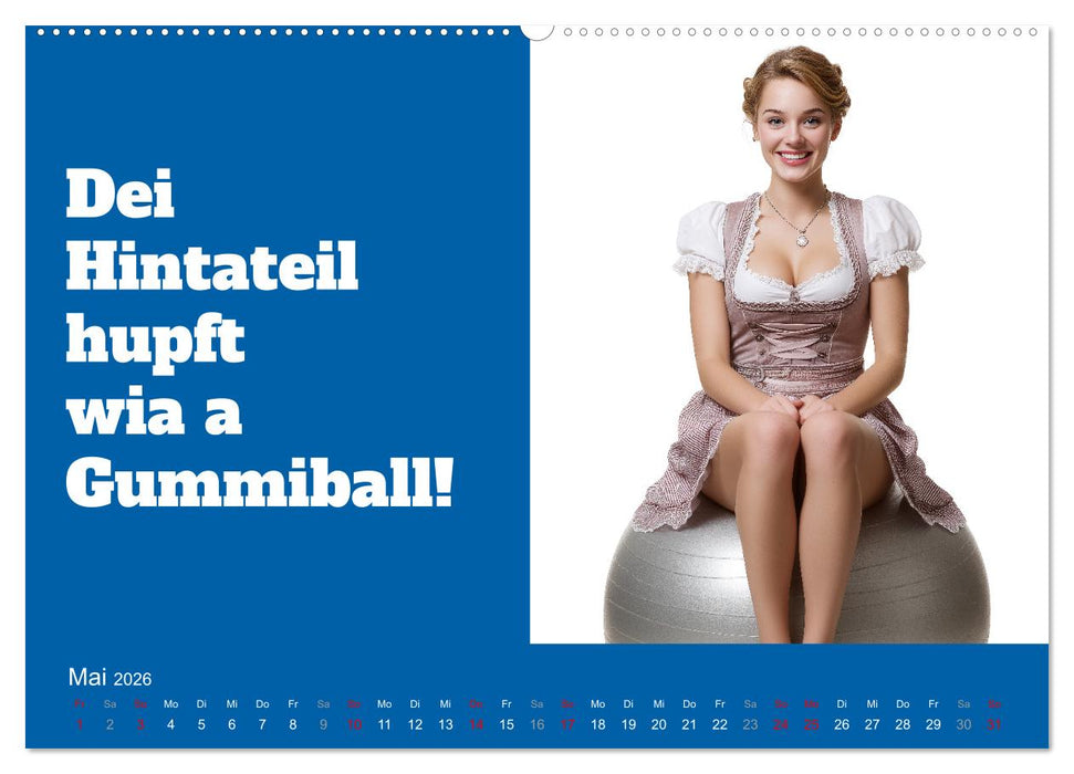Bayerisch flirten, Gspusi! Bayern Kalender mit Dialekt und Mundart (CALVENDO Premium Wandkalender 2026)