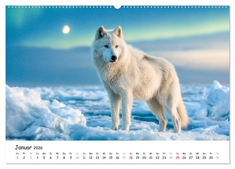 Wölfe im Mondlicht - Ruf der Wildnis (CALVENDO Premium Wandkalender 2026)