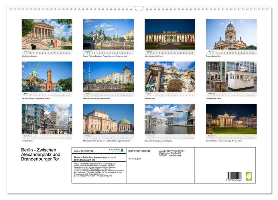 Berlin - Zwischen Alexanderplatz und Brandenburger Tor (CALVENDO Wandkalender 2026)