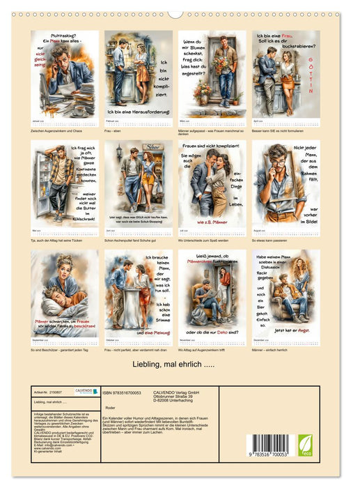 Liebling, mal ehrlich ..... (CALVENDO Premium Wandkalender 2026)