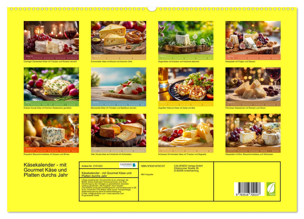 Käsekalender - mit Gourmet Käse und Platten durchs Jahr (CALVENDO Premium Wandkalender 2026)