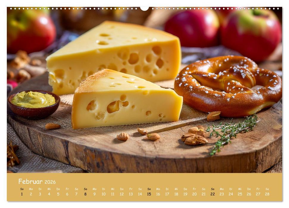 Käsekalender - mit Gourmet Käse und Platten durchs Jahr (CALVENDO Premium Wandkalender 2026)
