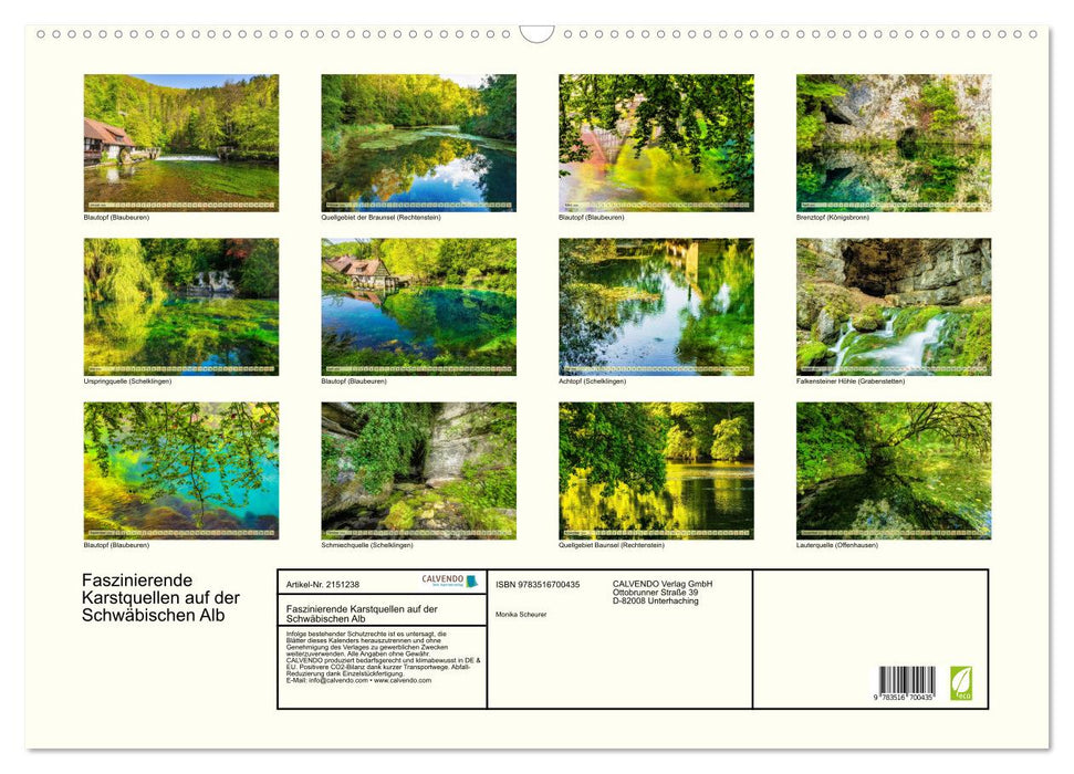 Faszinierende Karstquellen auf der Schwäbischen Alb (CALVENDO Wandkalender 2026)