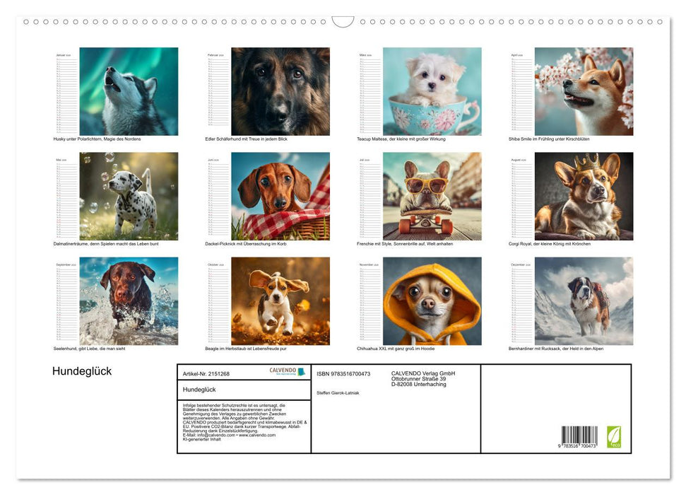Hundeglück (CALVENDO Wandkalender 2026)