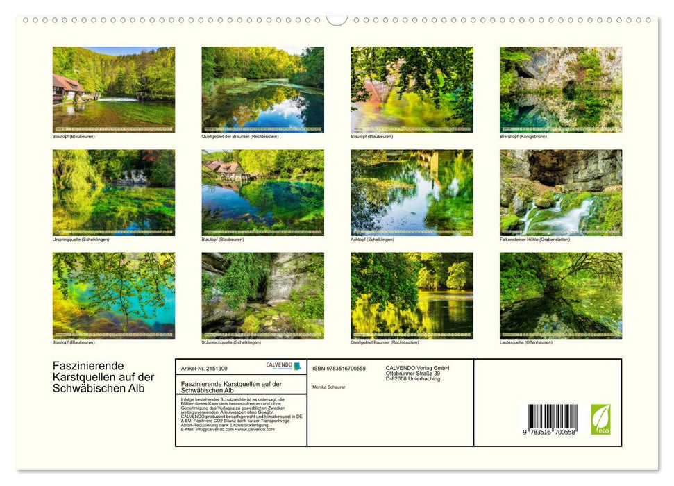 Faszinierende Karstquellen auf der Schwäbischen Alb (CALVENDO Premium Wandkalender 2026)