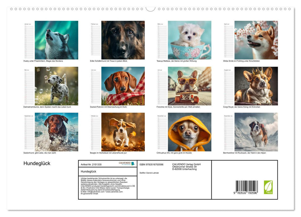 Hundeglück (CALVENDO Premium Wandkalender 2026)
