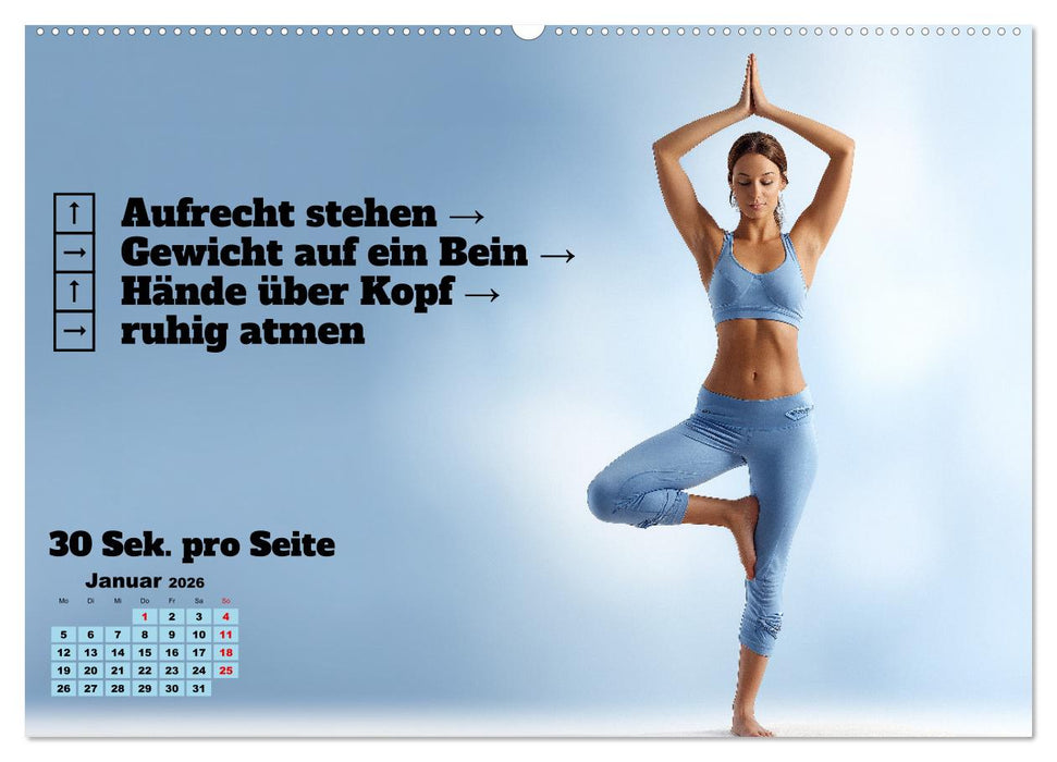 Yoga Kalender - Übungen und Meditation für jeden Monat (CALVENDO Wandkalender 2026)