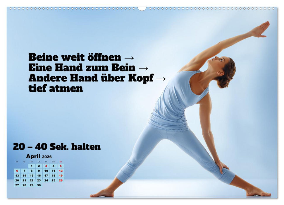 Yoga Kalender - Übungen und Meditation für jeden Monat (CALVENDO Wandkalender 2026)