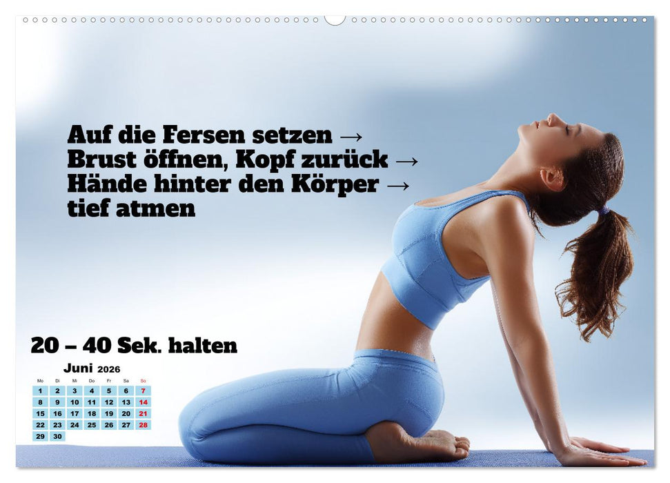 Yoga Kalender - Übungen und Meditation für jeden Monat (CALVENDO Wandkalender 2026)