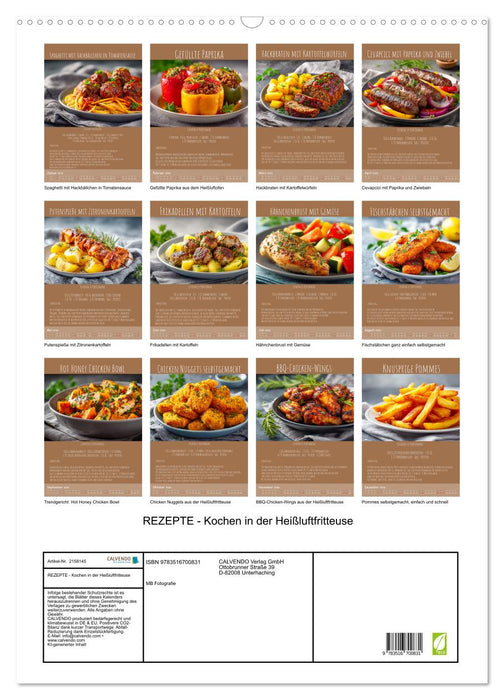 REZEPTE - Kochen in der Heißluftfritteuse (CALVENDO Wandkalender 2026)