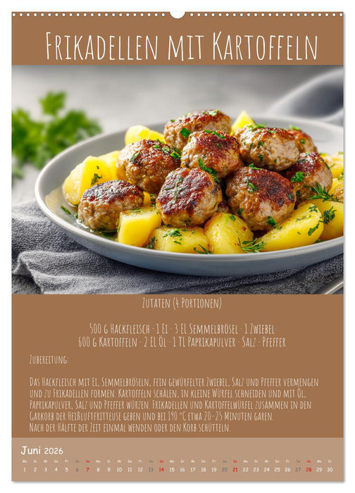 REZEPTE - Kochen in der Heißluftfritteuse (CALVENDO Wandkalender 2026)