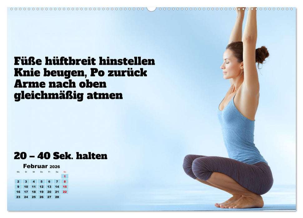 Yoga Kalender - Übungen und Meditation für jeden Monat (CALVENDO Premium Wandkalender 2026)