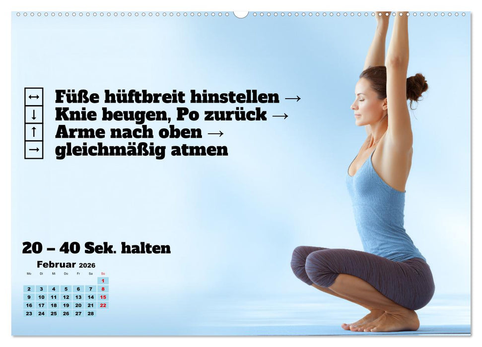 Yoga Kalender - Übungen und Meditation für jeden Monat (CALVENDO Premium Wandkalender 2026)