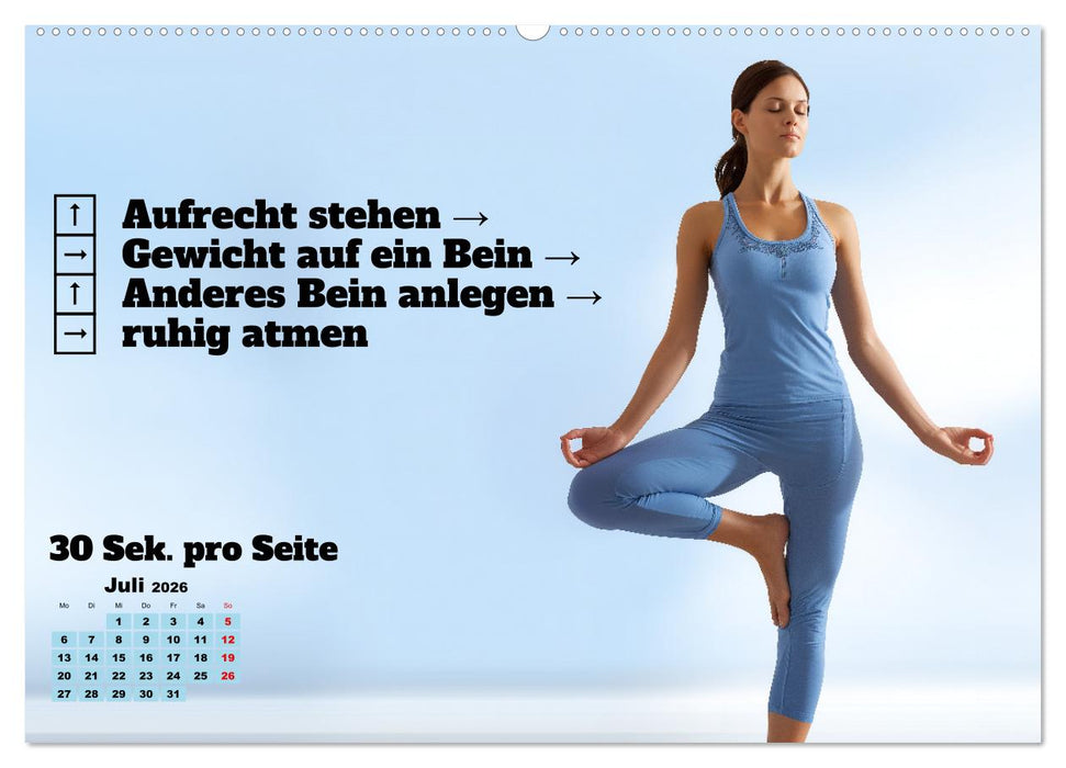 Yoga Kalender - Übungen und Meditation für jeden Monat (CALVENDO Premium Wandkalender 2026)