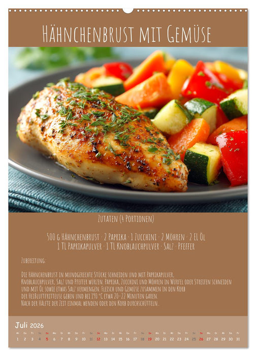 REZEPTE - Kochen in der Heißluftfritteuse (CALVENDO Premium Wandkalender 2026)