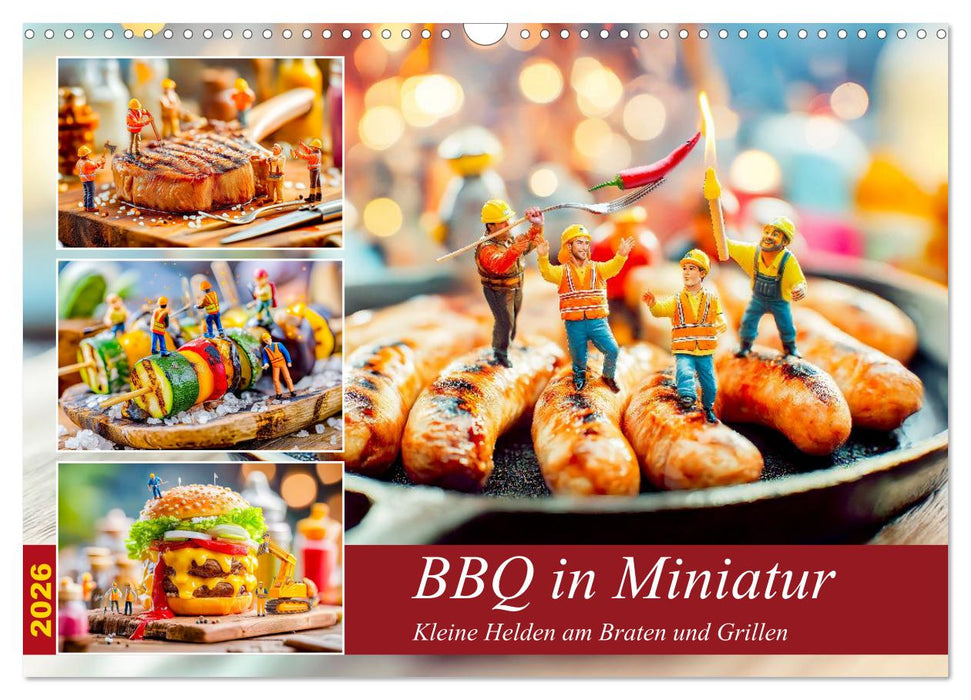 BBQ in Miniatur - Kleine Helden am Braten und Grillen (CALVENDO Wandkalender 2026)