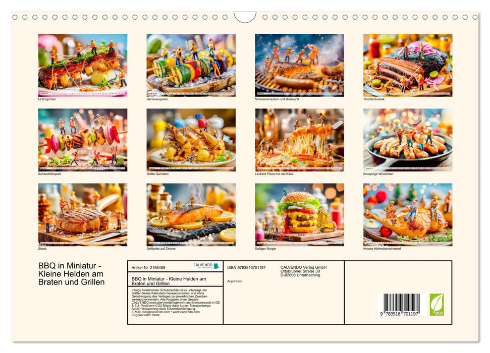BBQ in Miniatur - Kleine Helden am Braten und Grillen (CALVENDO Wandkalender 2026)