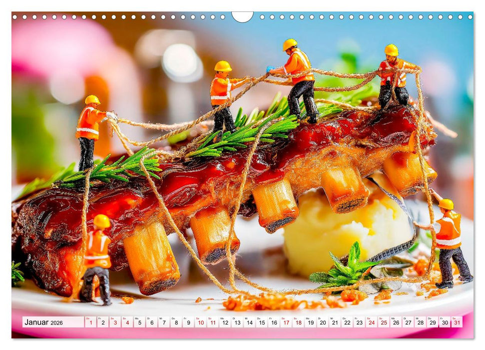 BBQ in Miniatur - Kleine Helden am Braten und Grillen (CALVENDO Wandkalender 2026)