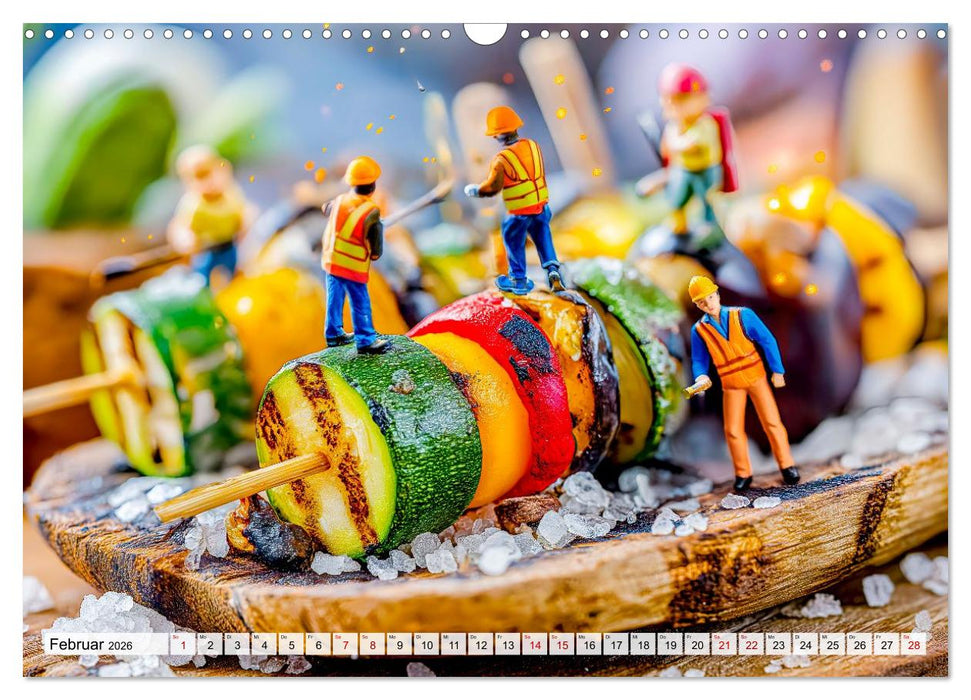 BBQ in Miniatur - Kleine Helden am Braten und Grillen (CALVENDO Wandkalender 2026)