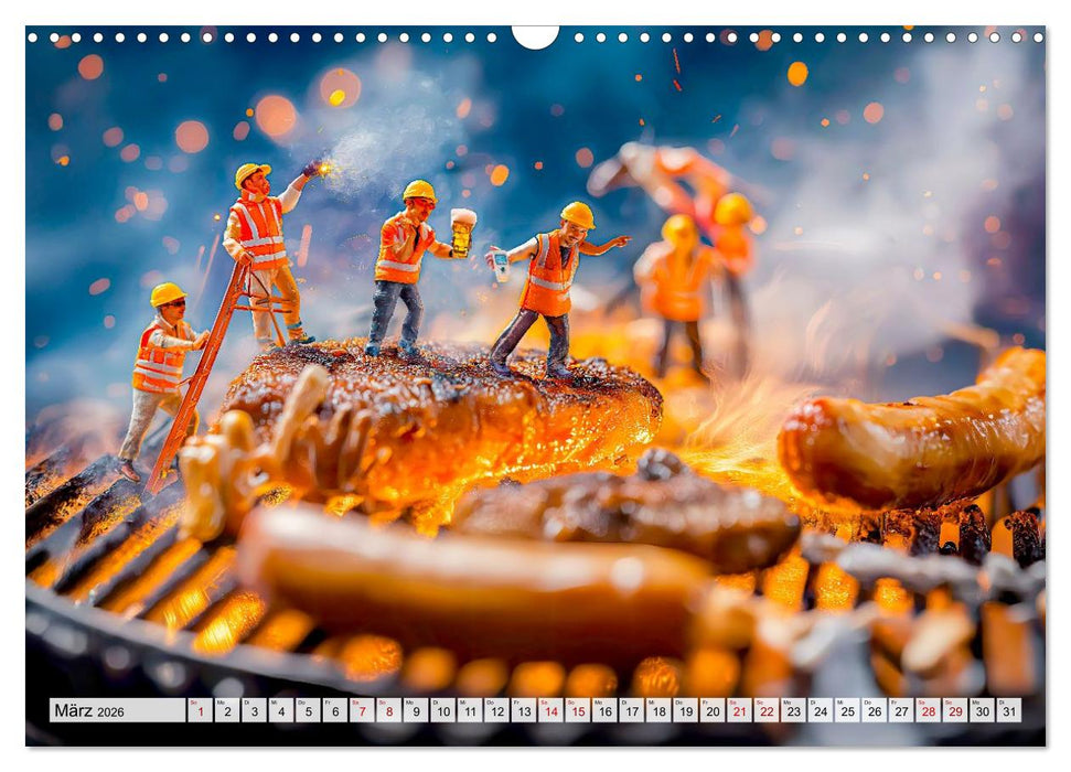 BBQ in Miniatur - Kleine Helden am Braten und Grillen (CALVENDO Wandkalender 2026)