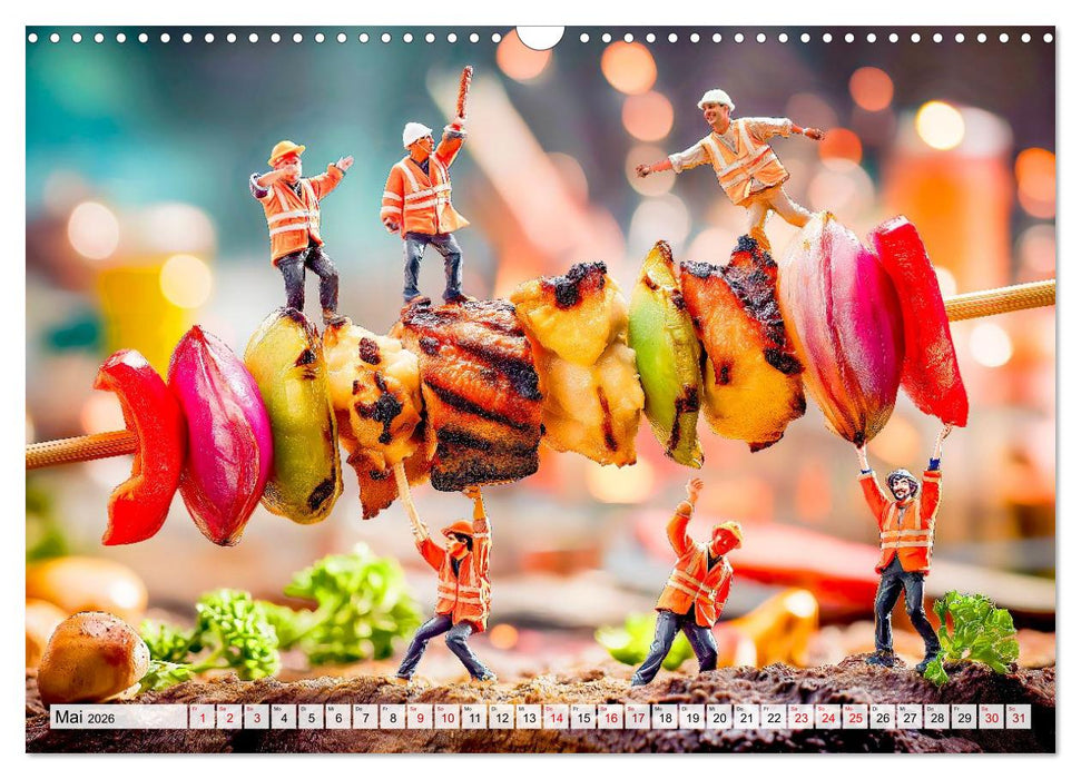 BBQ in Miniatur - Kleine Helden am Braten und Grillen (CALVENDO Wandkalender 2026)
