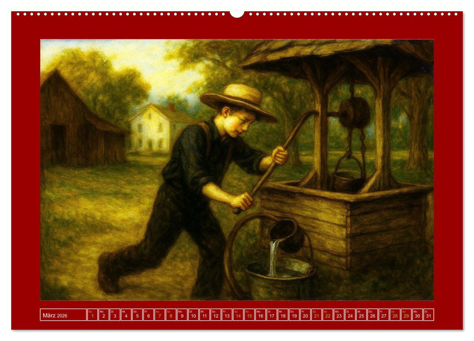 Einfach Leben - Einblicke in die Welt der Amish im Stil alter Gemälde (CALVENDO Wandkalender 2026)