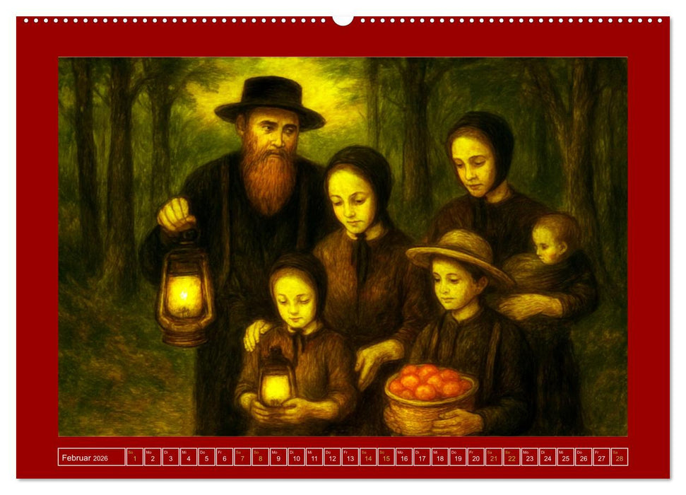Einfach Leben - Einblicke in die Welt der Amish im Stil alter Gemälde (CALVENDO Premium Wandkalender 2026)
