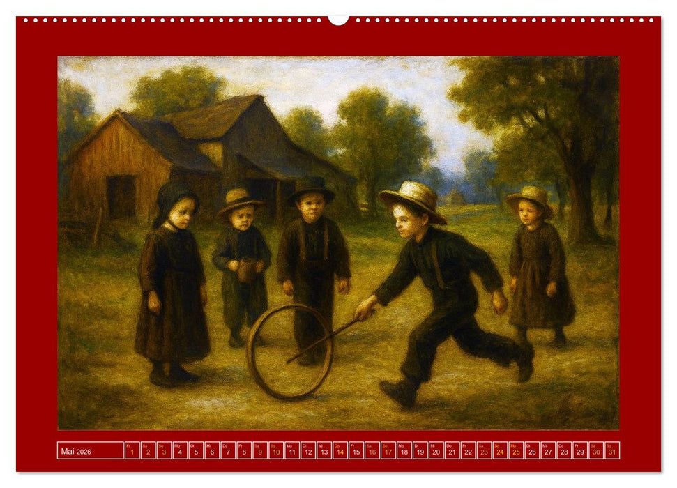 Einfach Leben - Einblicke in die Welt der Amish im Stil alter Gemälde (CALVENDO Premium Wandkalender 2026)