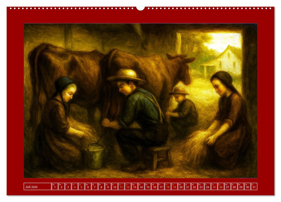 Einfach Leben - Einblicke in die Welt der Amish im Stil alter Gemälde (CALVENDO Premium Wandkalender 2026)