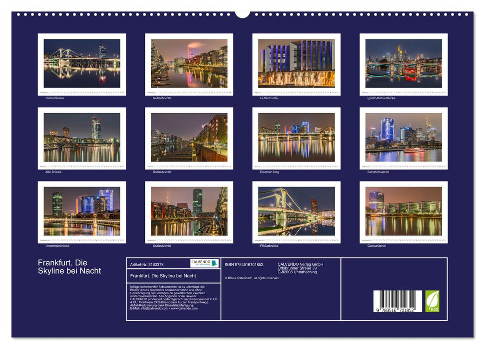 Frankfurt. Die Skyline bei Nacht (CALVENDO Premium Wandkalender 2026)
