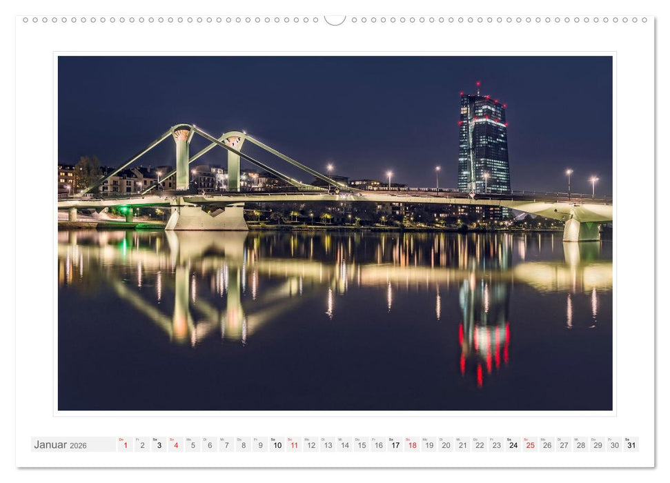 Frankfurt. Die Skyline bei Nacht (CALVENDO Premium Wandkalender 2026)