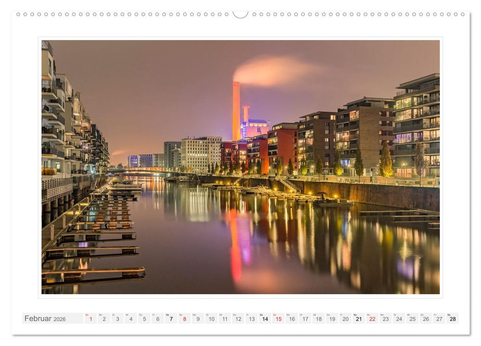 Frankfurt. Die Skyline bei Nacht (CALVENDO Premium Wandkalender 2026)