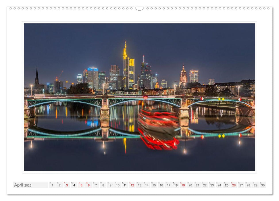 Frankfurt. Die Skyline bei Nacht (CALVENDO Premium Wandkalender 2026)