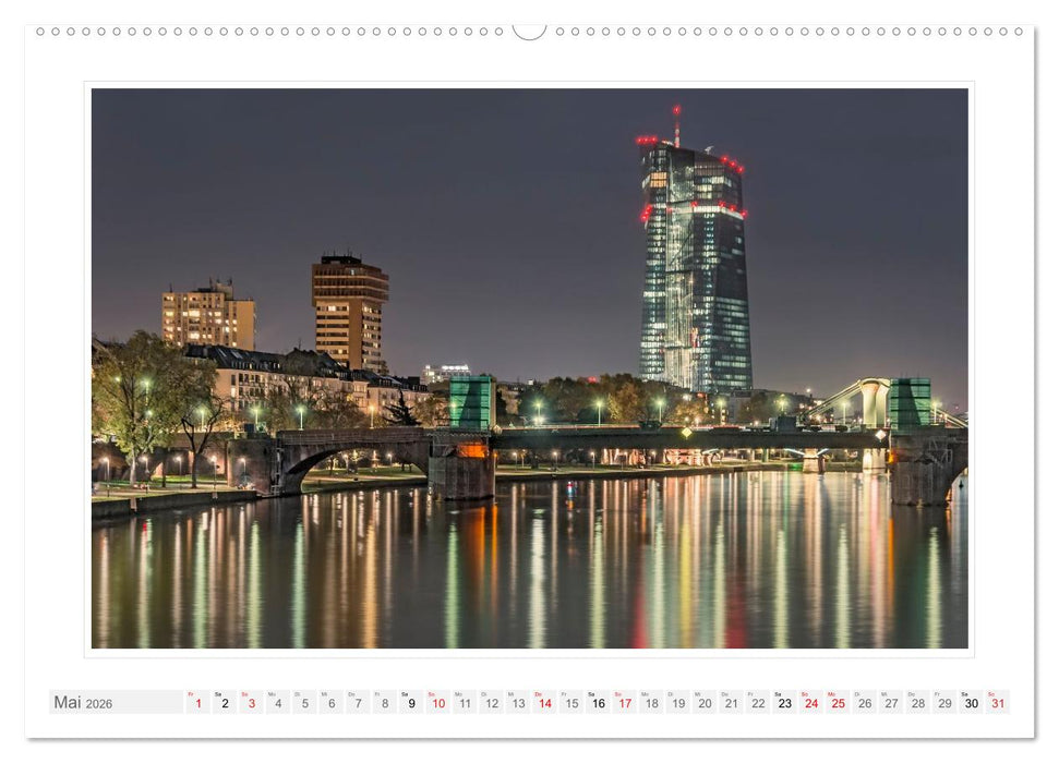 Frankfurt. Die Skyline bei Nacht (CALVENDO Premium Wandkalender 2026)