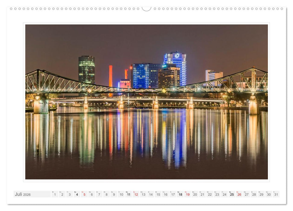 Frankfurt. Die Skyline bei Nacht (CALVENDO Premium Wandkalender 2026)