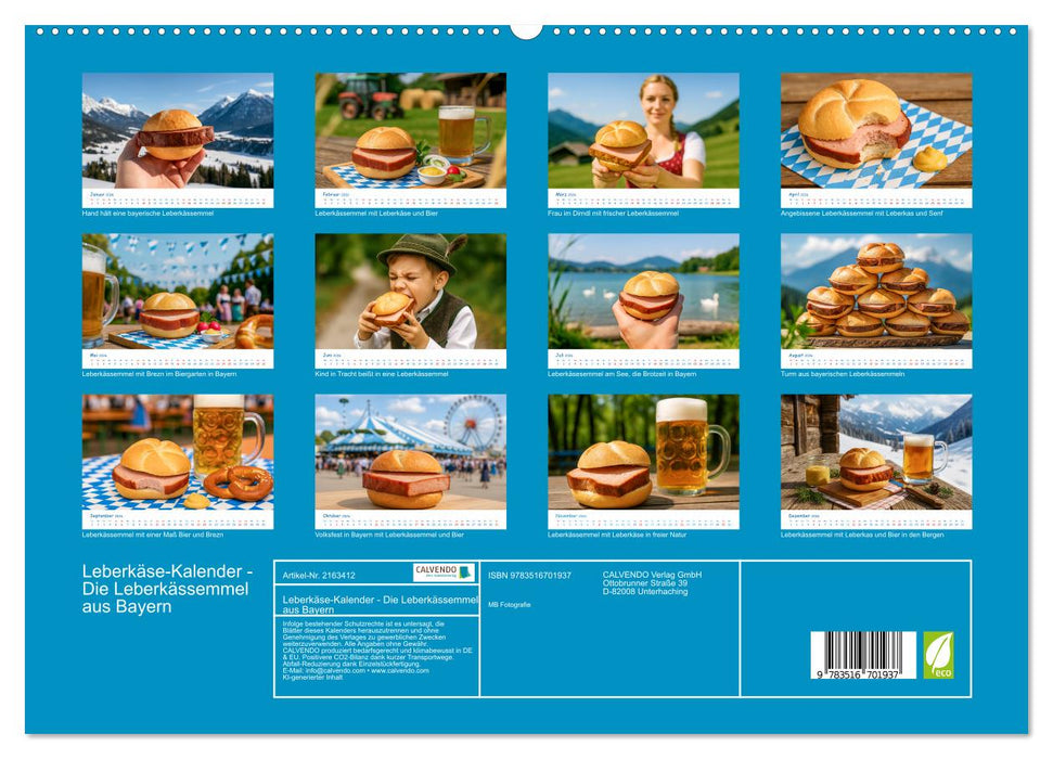Leberkäse-Kalender - Die Leberkässemmel aus Bayern (CALVENDO Premium Wandkalender 2026)
