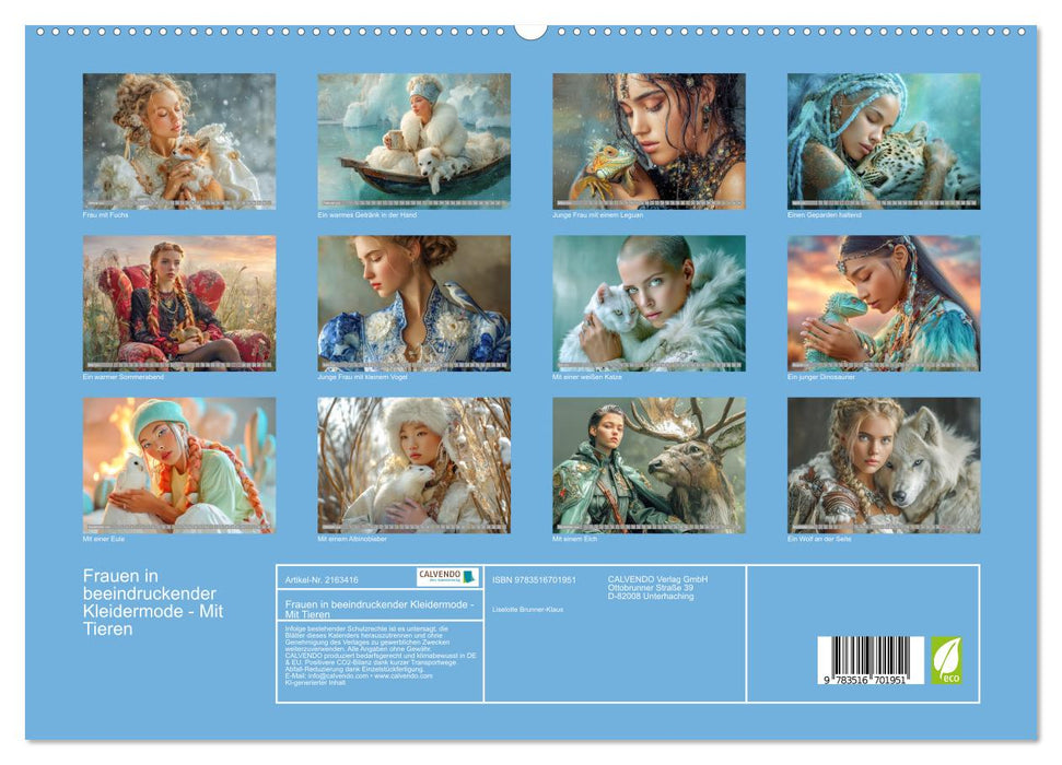 Frauen in beeindruckender Kleidermode - Mit Tieren (CALVENDO Premium Wandkalender 2026)