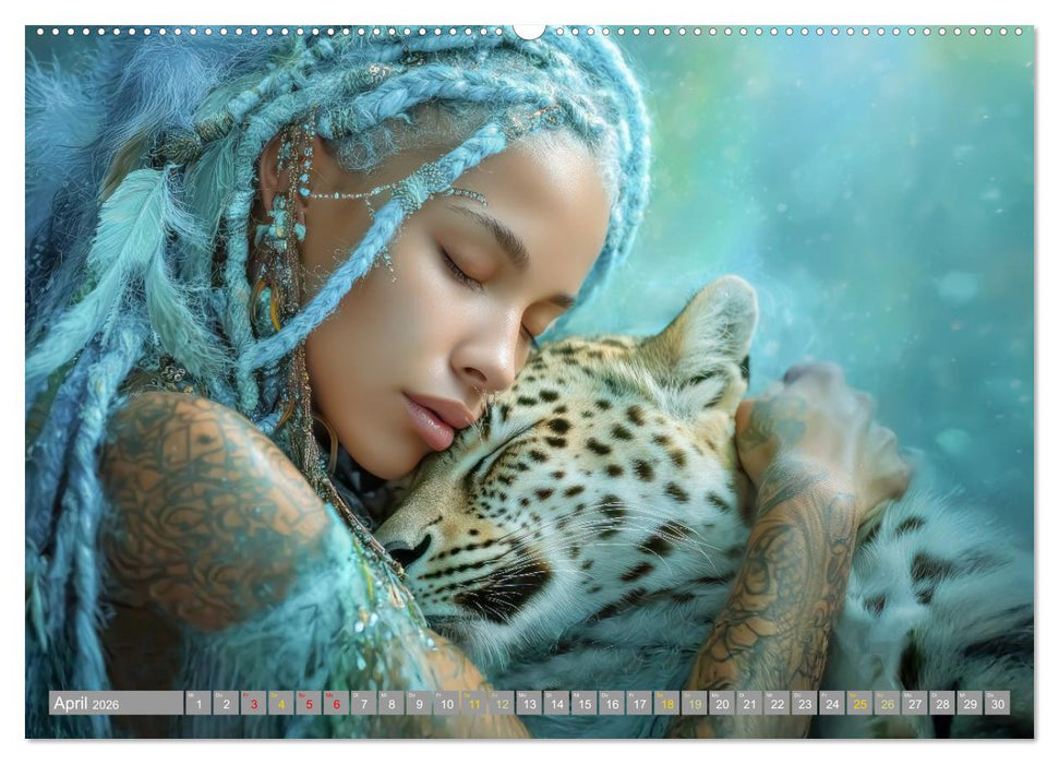 Frauen in beeindruckender Kleidermode - Mit Tieren (CALVENDO Premium Wandkalender 2026)