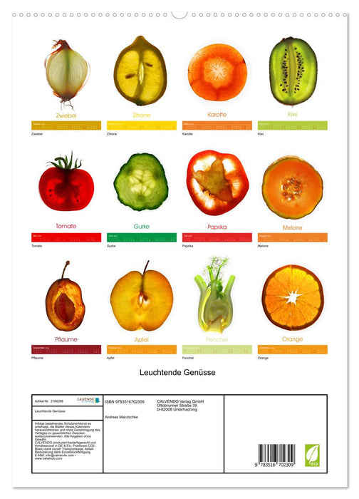 Leuchtende Genüsse (CALVENDO Premium Wandkalender 2026)