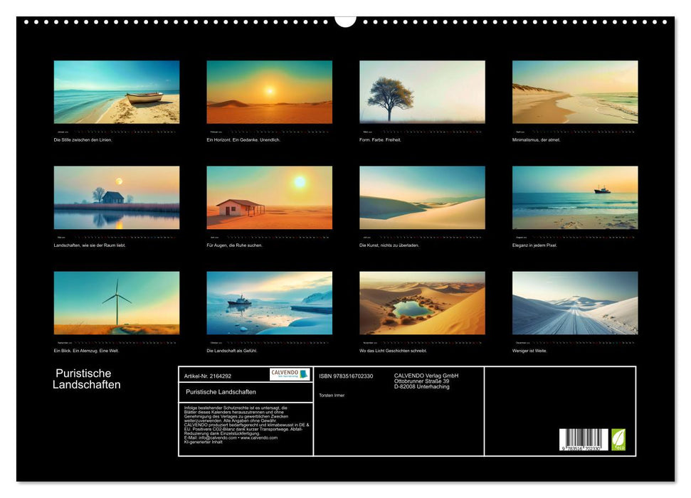 Puristische Landschaften (CALVENDO Wandkalender 2026)