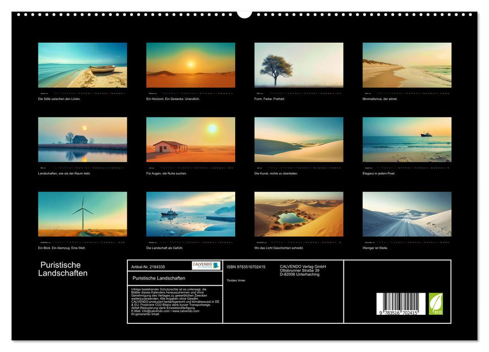 Puristische Landschaften (CALVENDO Premium Wandkalender 2026)