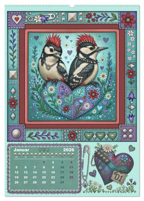 Vögel. Kleine Punks. Großes Herz. (CALVENDO Wandkalender 2026)