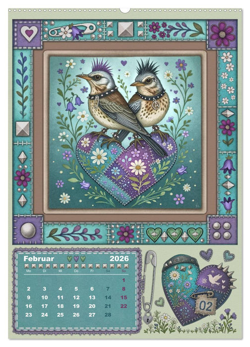 Vögel. Kleine Punks. Großes Herz. (CALVENDO Wandkalender 2026)