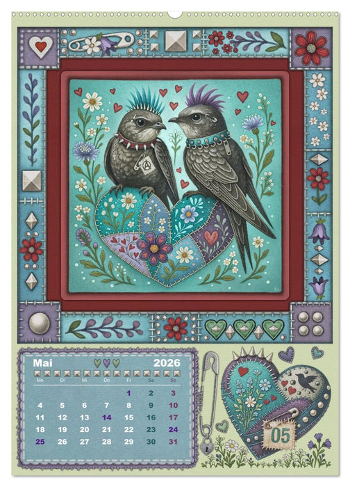Vögel. Kleine Punks. Großes Herz. (CALVENDO Wandkalender 2026)