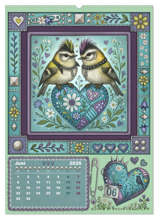 Vögel. Kleine Punks. Großes Herz. (CALVENDO Wandkalender 2026)