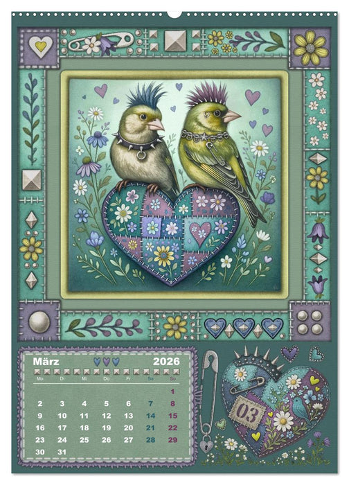 Vögel. Kleine Punks. Großes Herz. (CALVENDO Premium Wandkalender 2026)